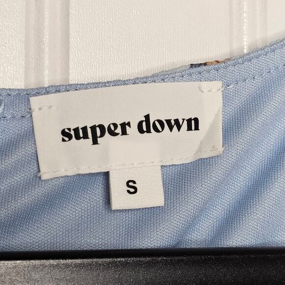 Superdown Light Blue Floral Frankie Flare Mini Dress Size Small Wedding Guest - Picture 6 of 10